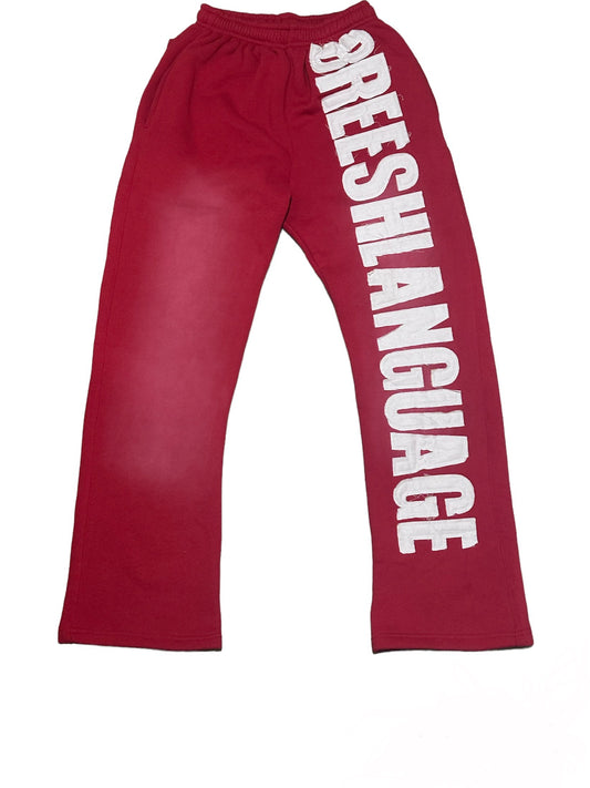 Red "BL" Flared Sweatpants